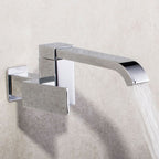 Contemporary Wall Mounted Bathroom Faucet Lever Handles Low Arc Swivel Brass Faucet