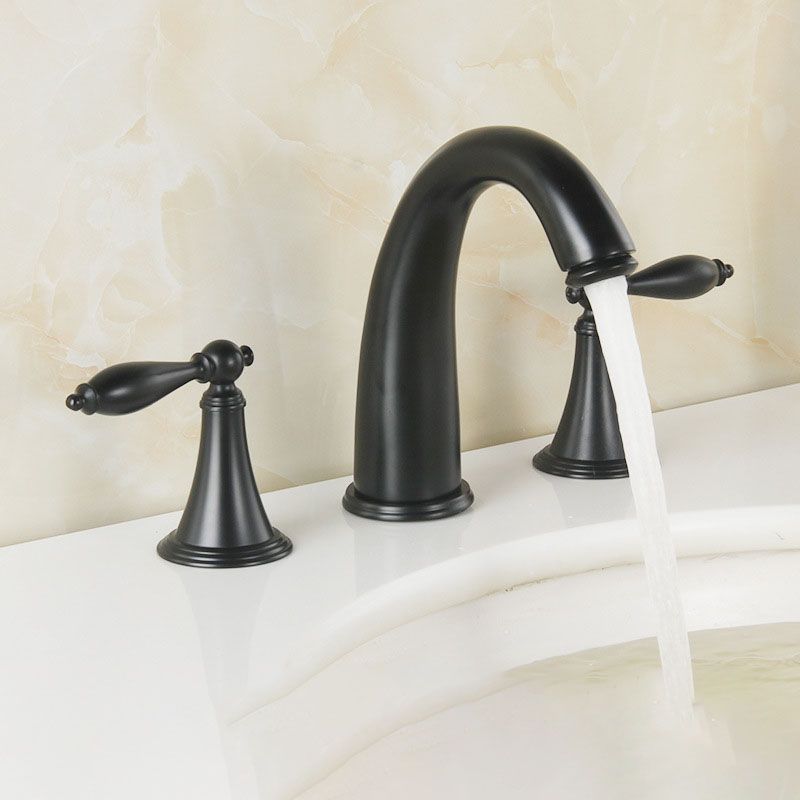 Modern widespread sink faucet Simple bathroom double handle faucet with lever handle