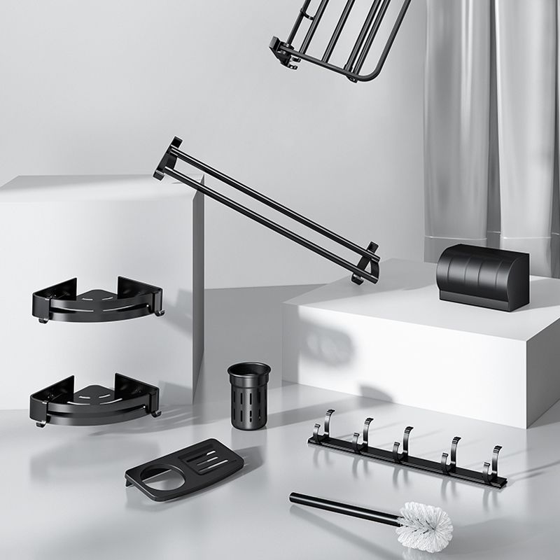 Classic Bathroom Accessories Set in Aluminum Black Finish Bathrobe Hook/ Towel Bar