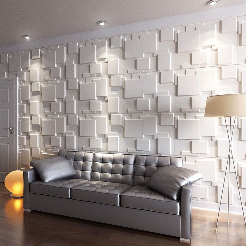 Square Interior Wall Cladding Peel and Stick Texture Effect Wall Cladding