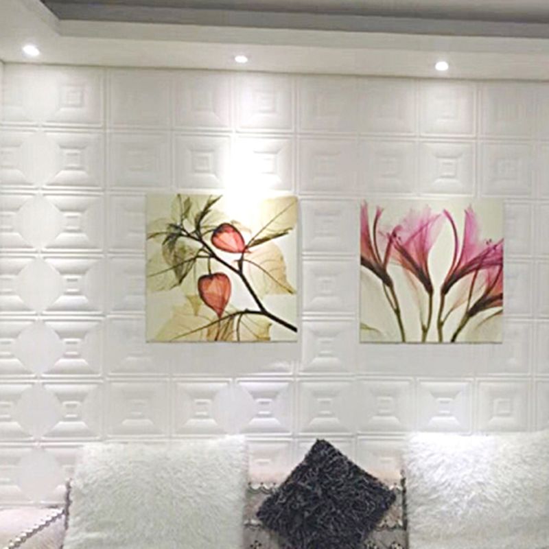 Glam peel and stick wall covering made of foam with 3D embossed panel