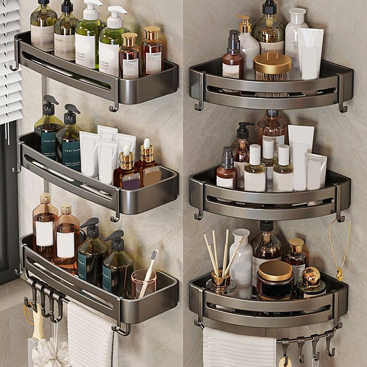 Contemporary bathroom accessory set 3-piece bath shelf with hooks