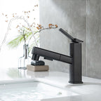 Contemporary Vessel Sink Faucet Copper Single Handle Low Arc Pull Down Vessel Faucet