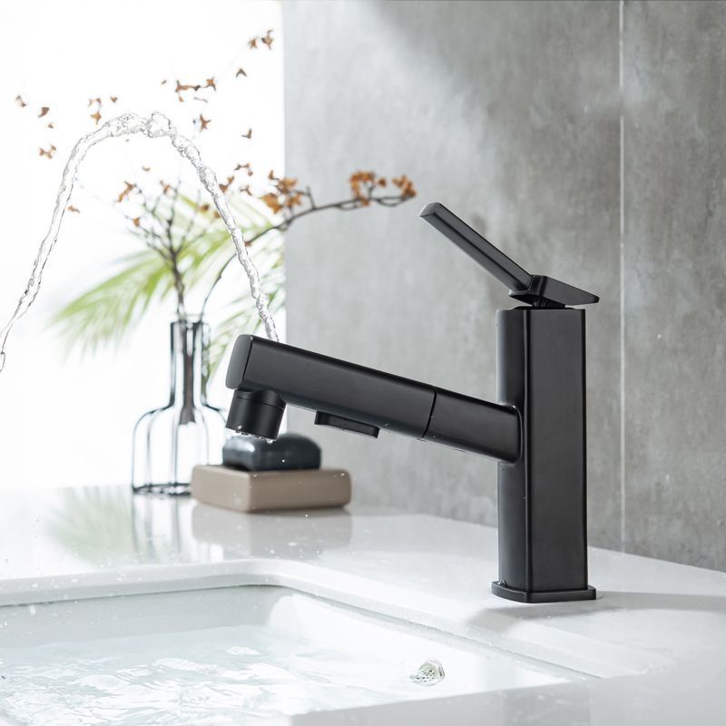 Contemporary Vessel Sink Faucet Copper Single Handle Low Arc Pull Down Vessel Faucet