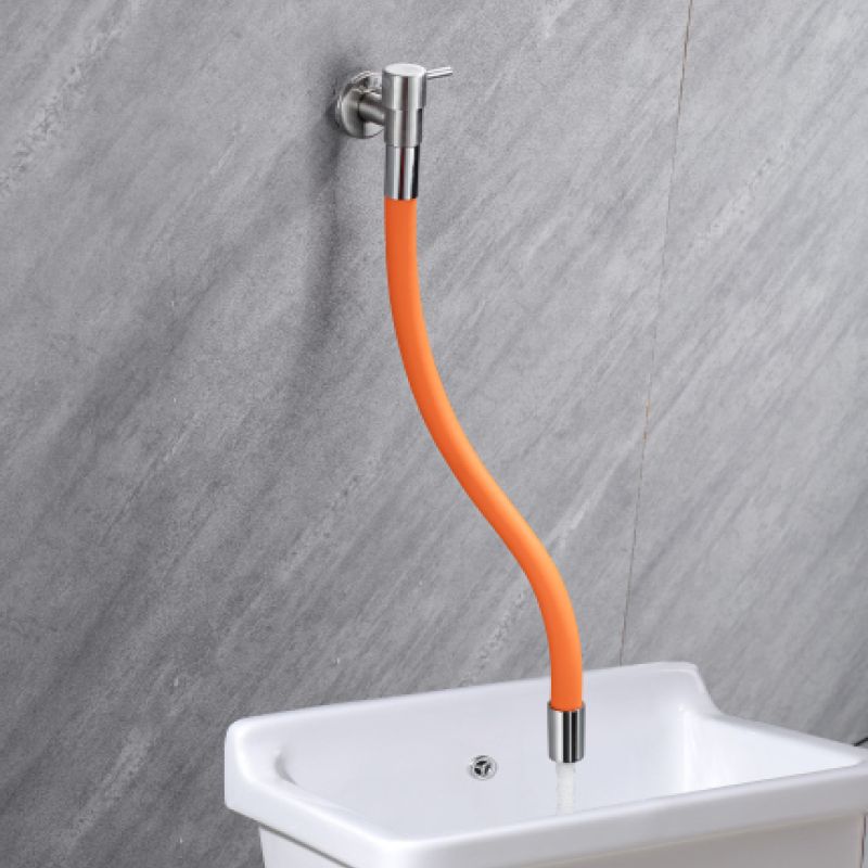 Contemporary wall-mounted bathroom faucet with lever handles made of stainless steel