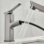 Modern Brass Water Faucet Center Mount Bathroom Faucet with Water Hose