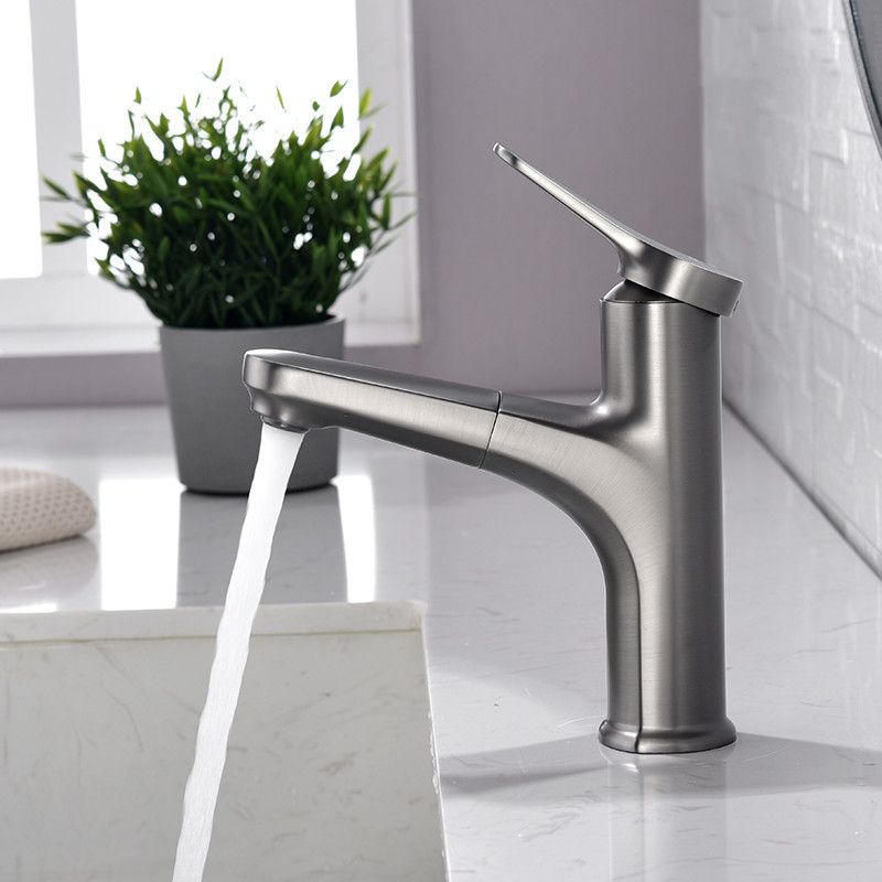 Round Modern Basin Mixer Faucet Pull-Out Single Hole Basin Tap