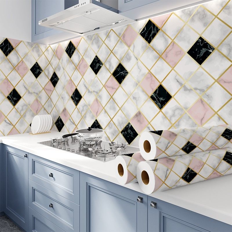 Modern Peel & Stick Mosaic Tiles Plastic Grid Peel and Stick Back Wall for the Kitchen