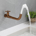 Contemporary Vessel Water Faucet Stainless Steel Cross Handles Wall Mounted Bathroom Faucet