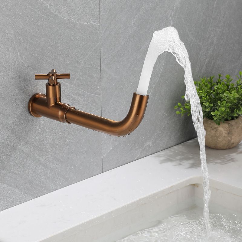 Contemporary Vessel Water Faucet Stainless Steel Cross Handles Wall Mounted Bathroom Faucet