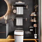 Black and Brass Bathroom Hardware Set Modern Stainless Steel Bathroom Shelf/Towel Holder/Paper Holder