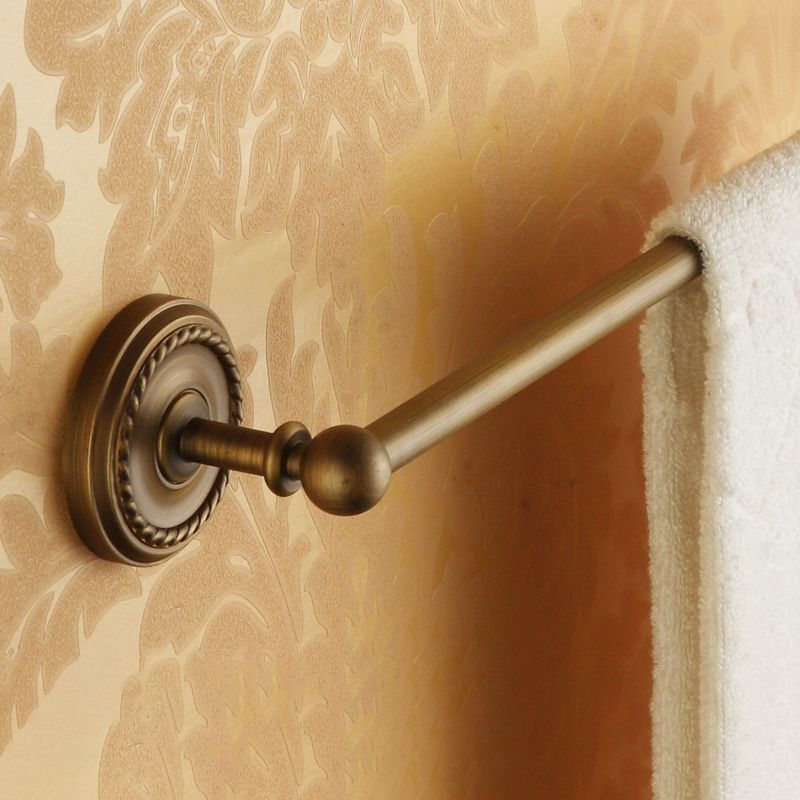 Worn Brass Traditional Bathroom Set with Bath Shelf/Paper Holder & Towel Bar