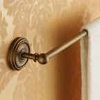 Worn Brass Traditional Bathroom Set with Bath Shelf/Paper Holder & Towel Bar