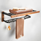 7-piece toilet accessory set made of solid wood and metal