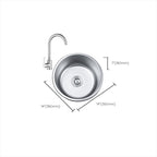Round Single Bowl Kitchen Sink Stainless Steel Sink with Drain Strainer Set