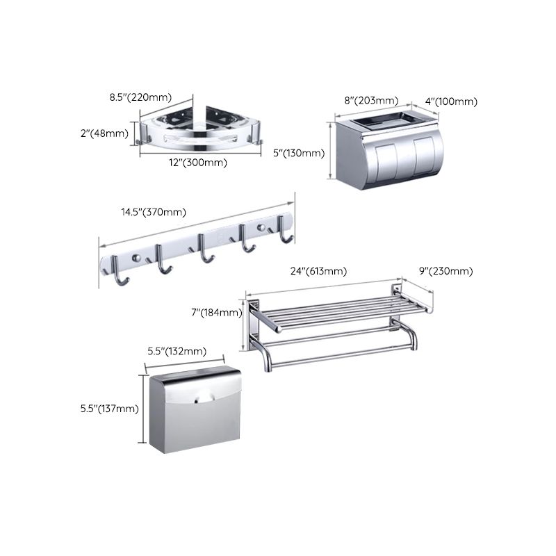 Silver Contemporary Bathroom Accessories As Individual Pieces Or As A Set
