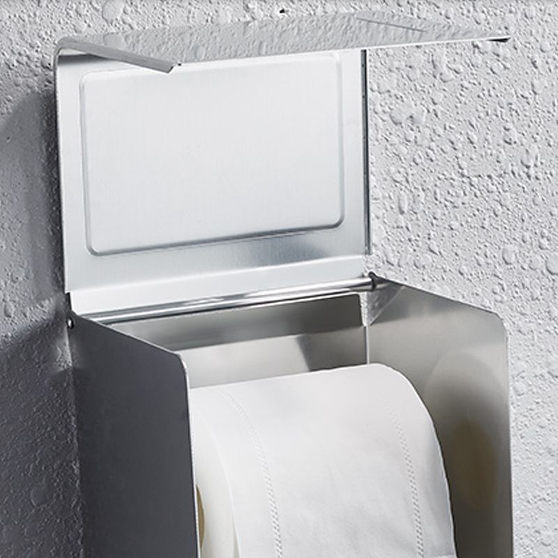 Contemporary bathroom accessory set made of aluminum with towel holder/bath shelf