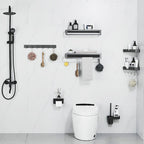 7-piece bathroom hardware set matte black/gray with bath shelf/towel holder/bath towel hooks