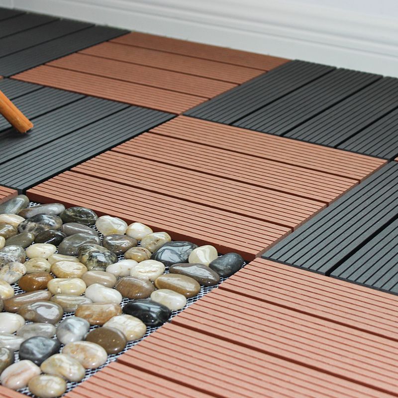 Square Click Patio Floor Tiles Stripe Pattern Tile Set Floorboard