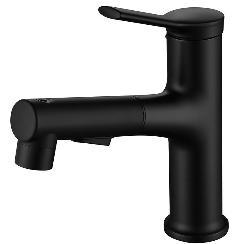 Modern Sink Faucet Copper Single Handle Low Arc Pull-Out Sink Faucet