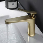 1 Handle Solid Copper Bathroom Sink Faucet Nordic Modern Vanity Faucet with Drain