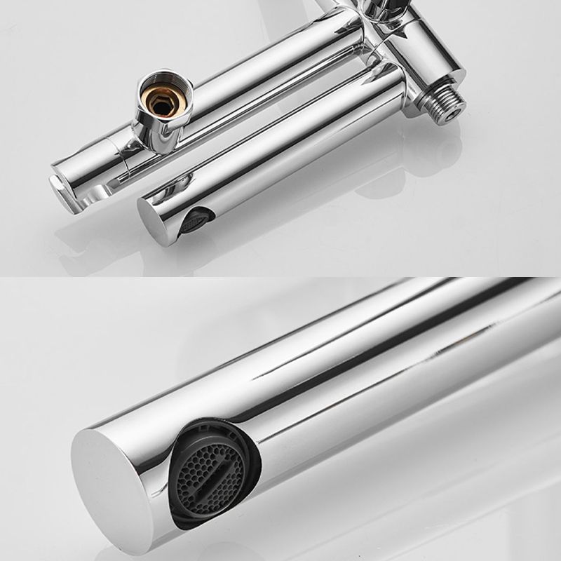 Wall-mounted metal swivel bathtub filler with single lever handle