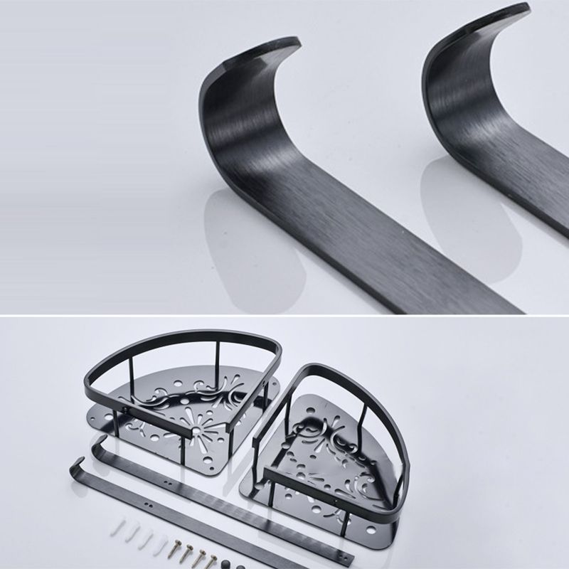 Contemporary 8-piece Bathroom Accessory Set Matte Black Bathroom Shelf/Paper Holder/Towel Hook