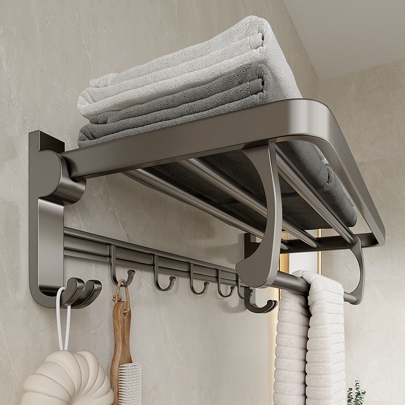 Modern Bathroom Accessories Set in Gray with Bathroom Shelf/Towel Holder/Robe Hooks & Paper Holder
