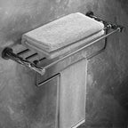Metal and marble bathroom accessories as a single piece or as a set in black