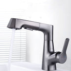 Modern Vessel Sink Faucet Copper Single Handle Pull Down Low Arc Vessel Faucet