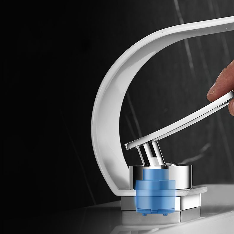 Bathroom faucet brass waterfall spout lever handle basin faucet