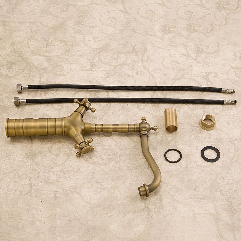Industrial Widespread Bathroom Faucet Cross Handle Medium Sink Faucet