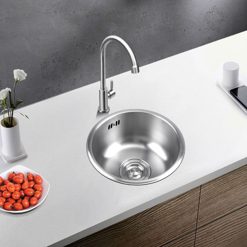 Round Stainless Steel Kitchen Sink with Drain Assembly Built-in Sink