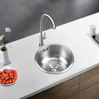 Round Stainless Steel Kitchen Sink with Drain Assembly Built-in Sink