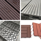 11 Pack 12" X 12" Square Deck/Patio Tiles Snap Fit for Outdoor Patio Tiles