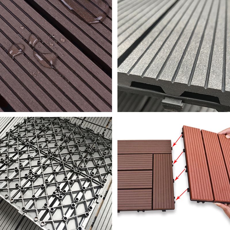 11 Pack 12" X 12" Square Deck/Patio Tiles Snap Fit for Outdoor Patio Tiles