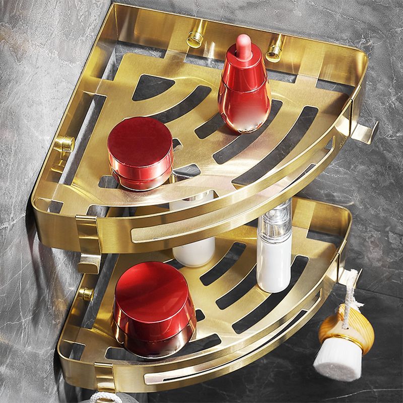 Modern Gold/Silver 3-piece Bathroom Accessory Set, Bath Shelf