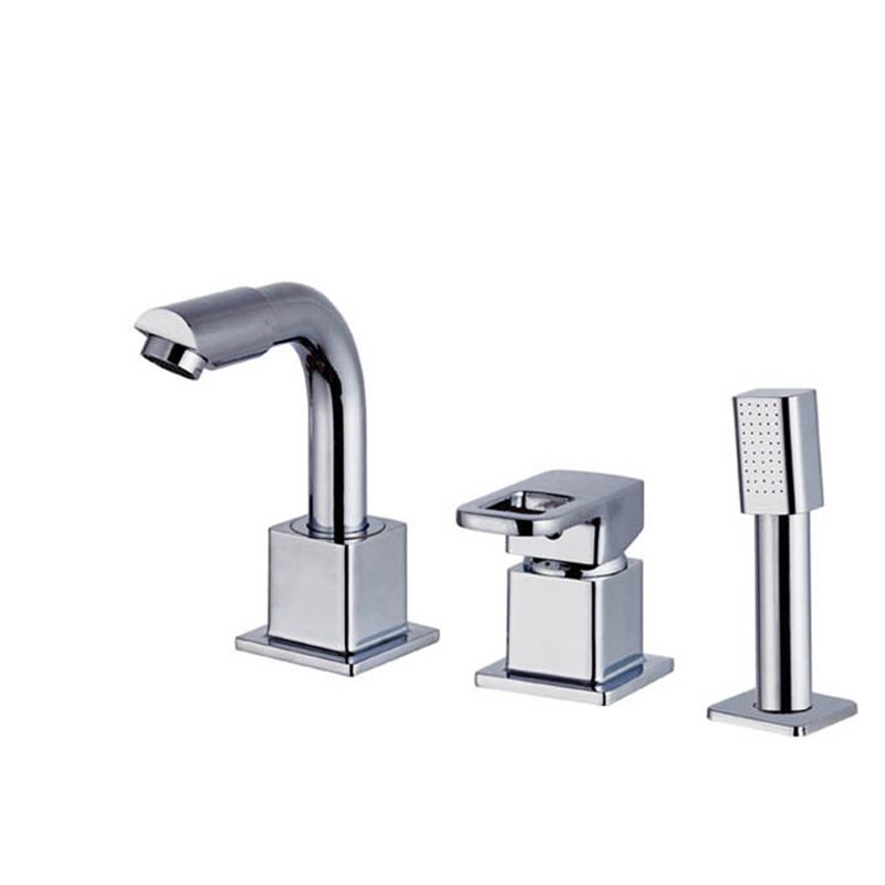 Chrome Bath Faucet Trim with Lever Handle Deck Mounted Bathtub Faucet