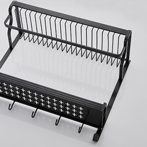 Black / Silver Bathroom Accessories Aluminum Hardware Set Bathroom Shelf