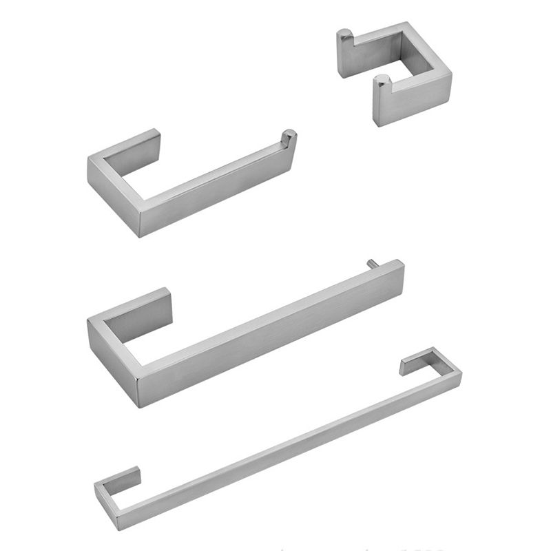 Stainless Steel Bathroom Set 4-Piece Modern Style Simple Bathroom Accessory Set