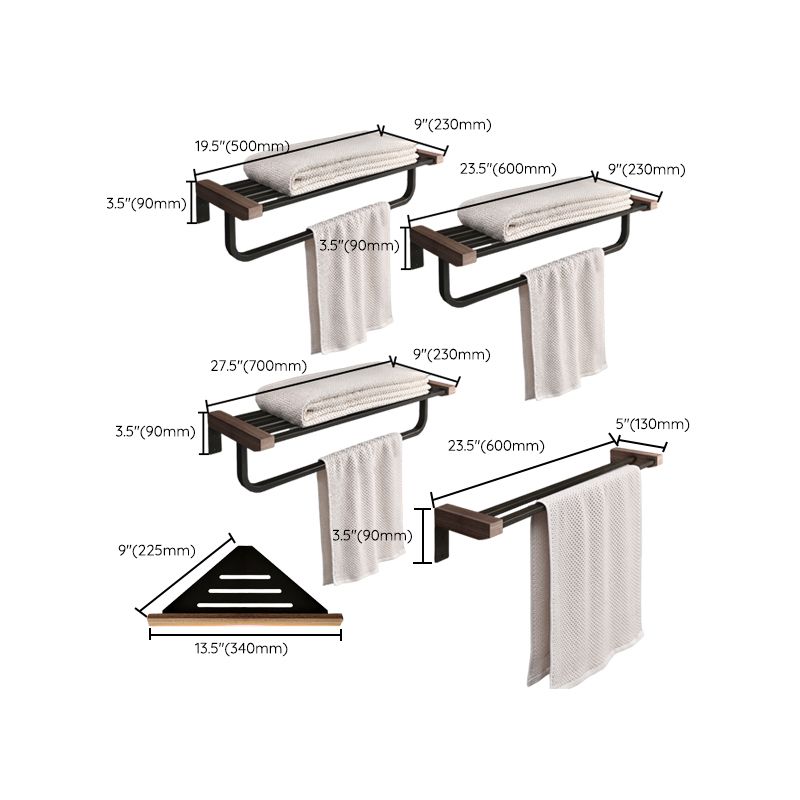 7-piece bathroom accessory set metal bath set with wood accents