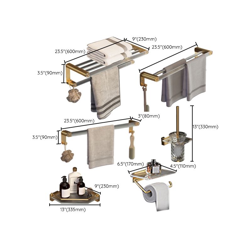 6-piece Bathroom Set Aluminium and Acrylic Bathroom Accessories Hardware Set