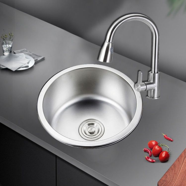Round Stainless Steel Sink Built-in Sink with Basket Strainer