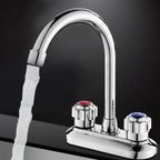 2-Handle Brass Bathroom Faucet Modern High Arc Center Tap