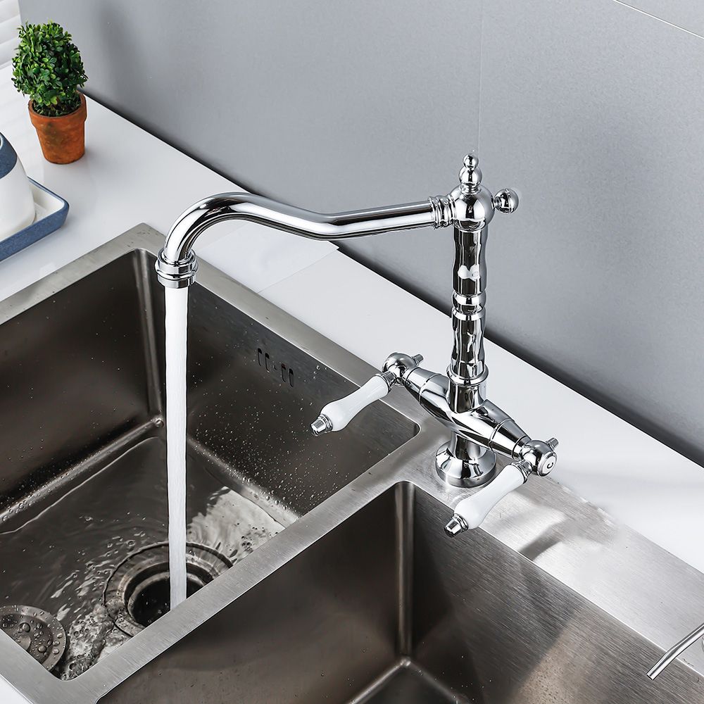 Traditional Kitchen Bar Faucet Double Handle High Arc No Sensor Bar Faucet