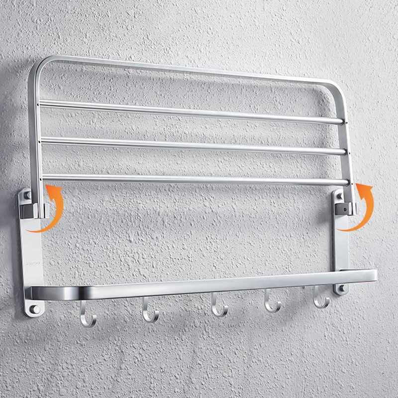 Contemporary bathroom accessory set made of aluminum with towel holder/bath shelf