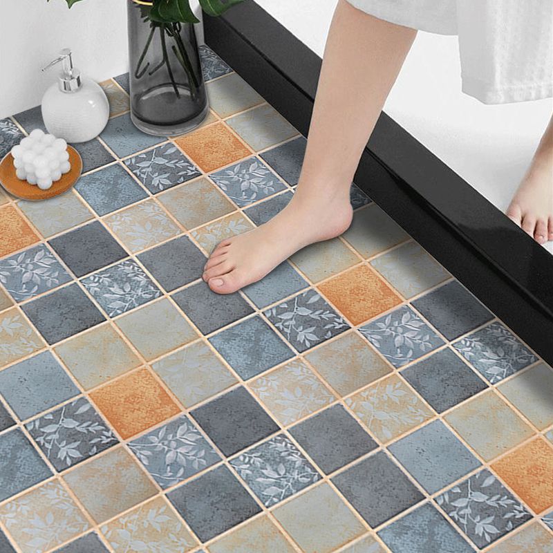 Modern Vinyl Floor Planks Grid Pattern Peel and Stick Vinyl Plank Flooring