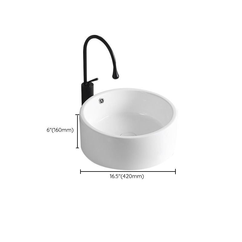 Modern Vessel Sink Porcelain Rectangular Vessel Sink (Not Including Faucet)