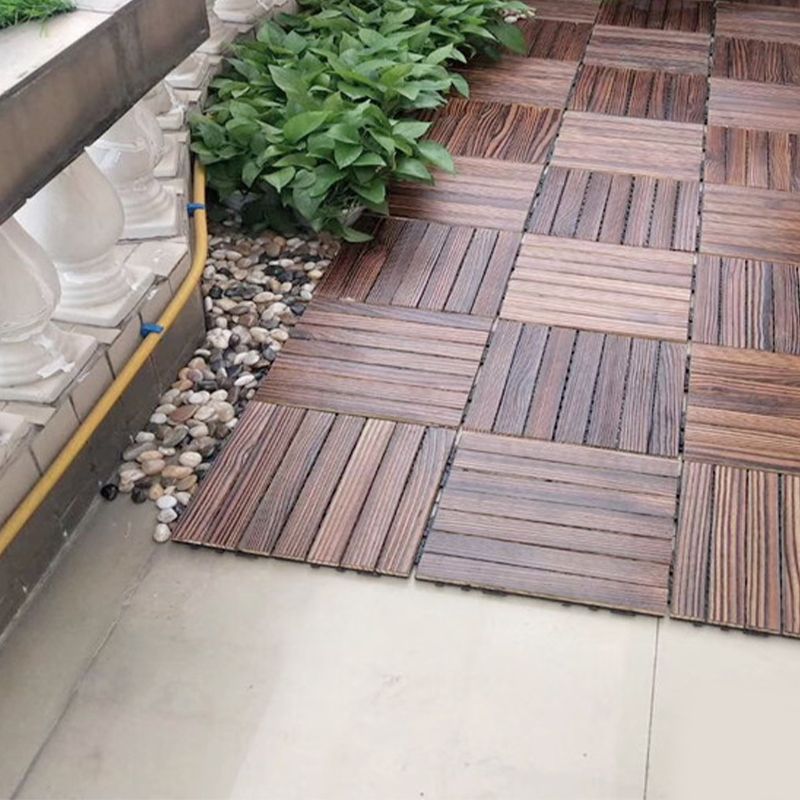 Farmhouse Square Tile Floor Brown Pine Wood for Patio Garden
