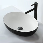 Modern Vessel Bathroom Sink Oval Porcelain with Pop-Up Drain System Vessel